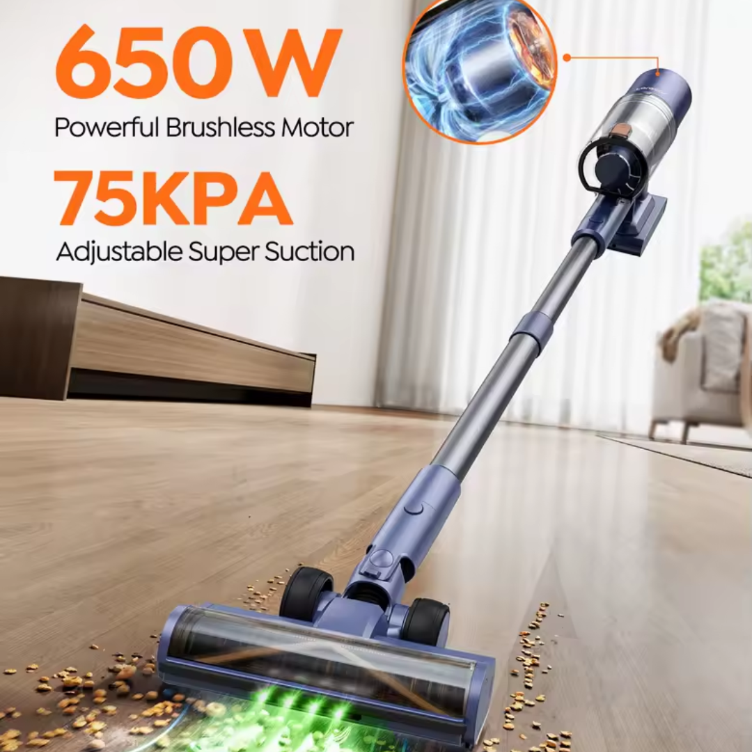 LRS V11 650W 75000PA Ultra-Strong Cordless Vacuum Cleaner, 90 Min Long Runtime,Removable Battery & Smart Display Vacuum