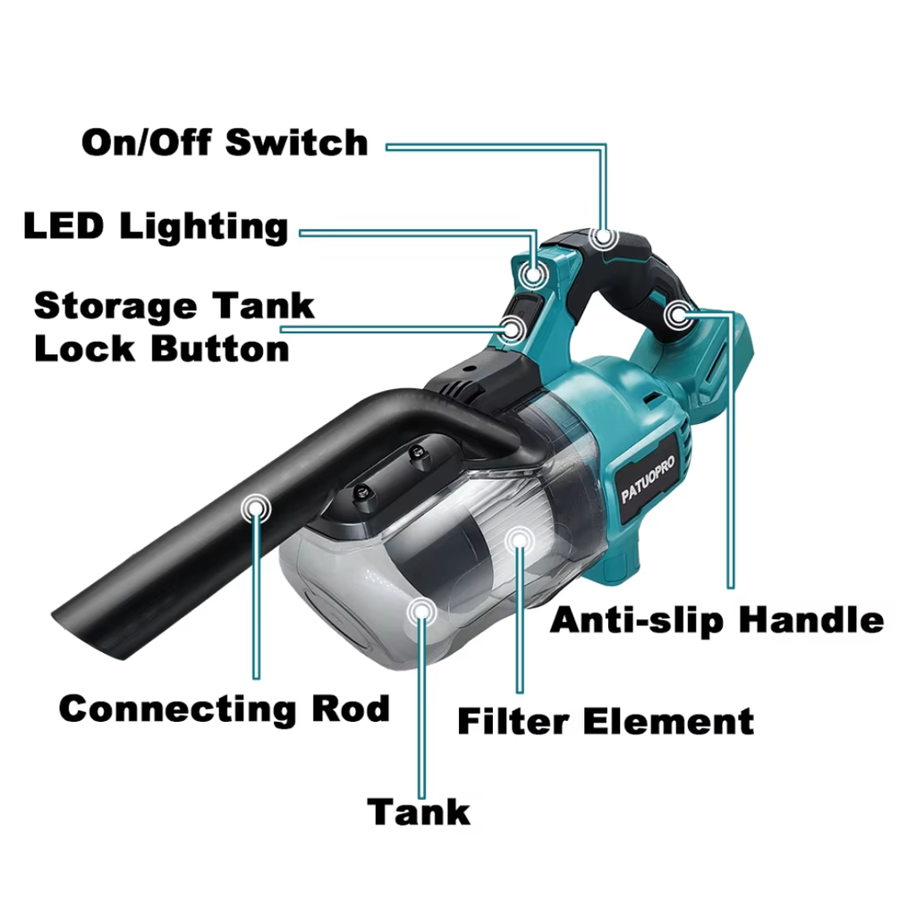 Cordless Handheld Electric Vacuum Cleaner for Makita 18V Battery Portable for Hard Floor Carpet Car Pet Hair Cleaning Tools